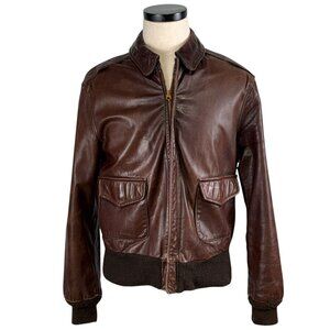 Avirex A-2 Brown Leather Bomber Jacket Size 40 U.S. Army Air Forces Type Talon